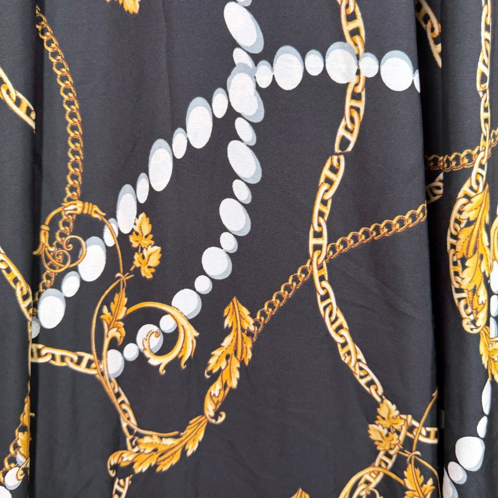 Cato Black Maxi Skirt with Gold & White Chain Print - Picture 4 of 13